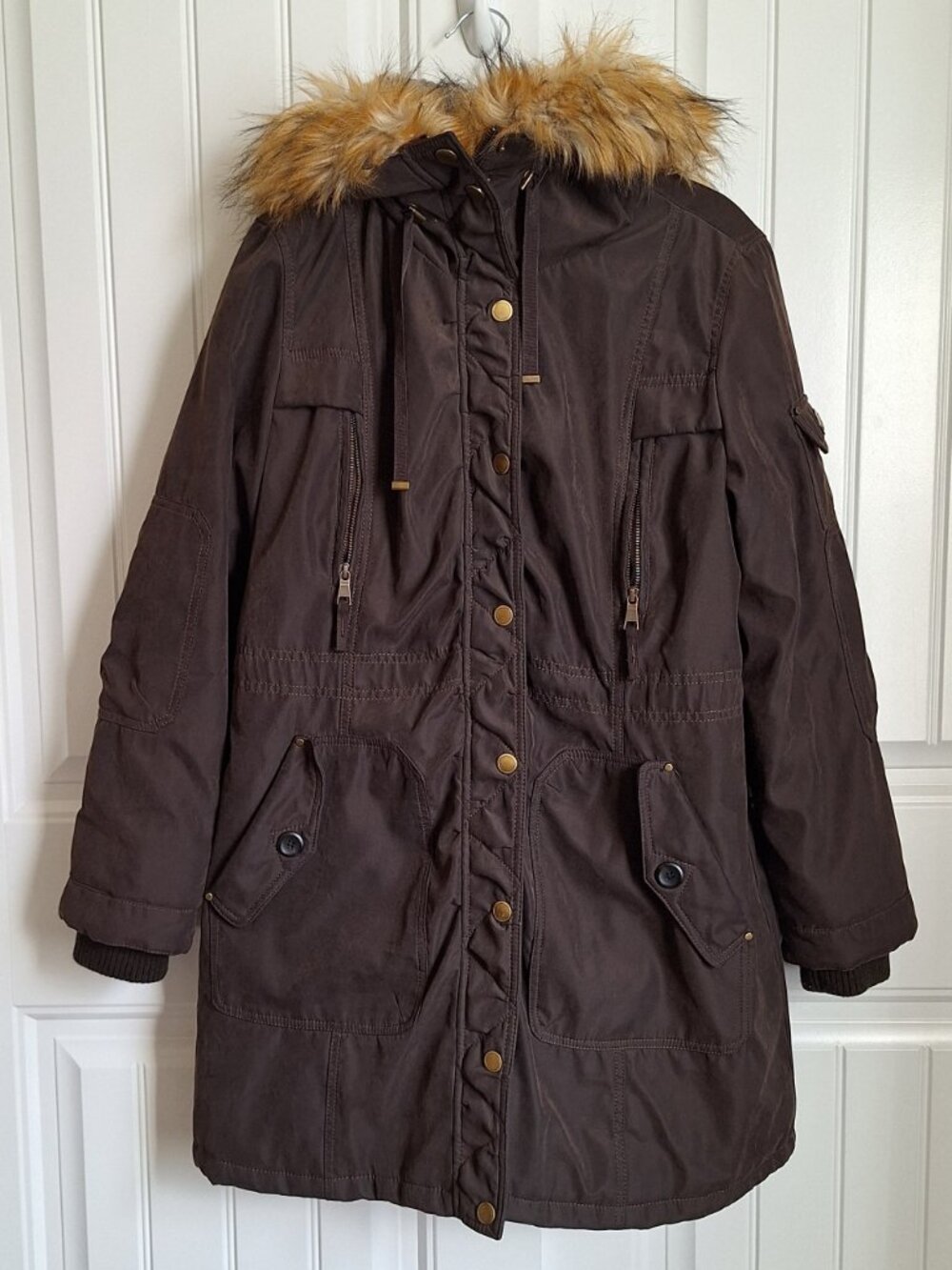 1 Madison Expedition XL Brown Hooded Parka Winter Coat SZ L